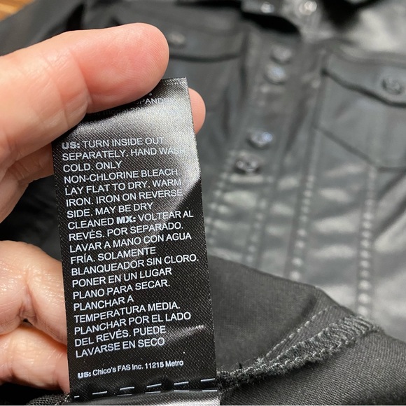 White House Black Market Coated Black Faux Leather Jacket Dress Size 2 - Picture 14 of 15